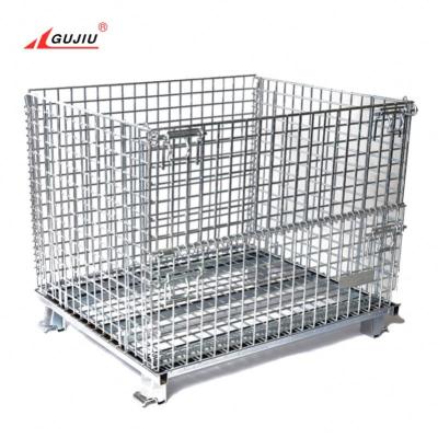 China Logistics Transportation Warehouse Locking Large Protective Heavy Loading Steel Wire Mesh Garbage Recycle Cage Large Round Equipment 4 Side Metal Storage for sale