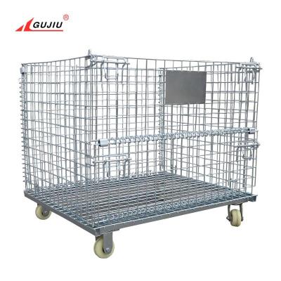 China Soft Logistics Transport Trash Wire Cages Bottles Pet Preform Mesh Metal Container Industrial Steel Rolling Cage Trolley For Warehouse Storage for sale