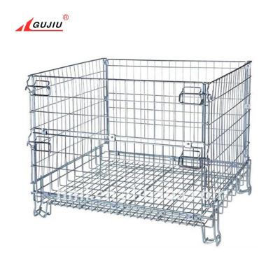 China Logistics Transport IBC Auto Parts Box Bulk European Euro Folding Forklift Metal Wire Storage Stacker Storage Pallet Stackable Cage for sale