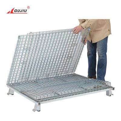 China Galvanized Folding Wire Mesh Folding Foldable Welded Metal Storage Gabion Cage Logistics Transport Stillage Warehouse Small Large for sale