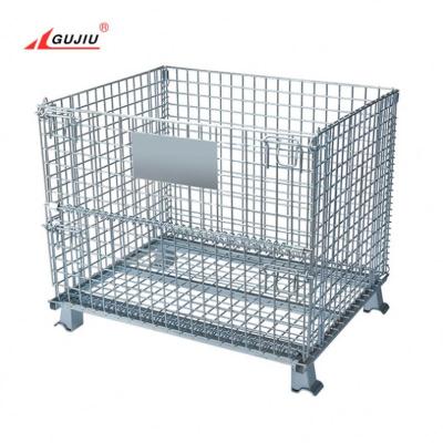 China Best Industrial Metal Stackable Mesh Eu Pile and Standard Wire Mesh Collapsible Quarantine Storage Nest Crate for sale