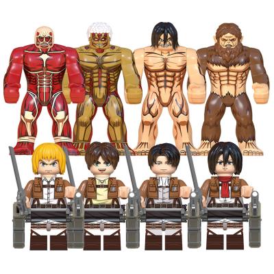 China Cartoon Toy Japanese Attack on Attacking Titan Armin Eren Lilwell Ackerman Anime Building Giant Blocks Action Count for Kids Play WM6148 for sale