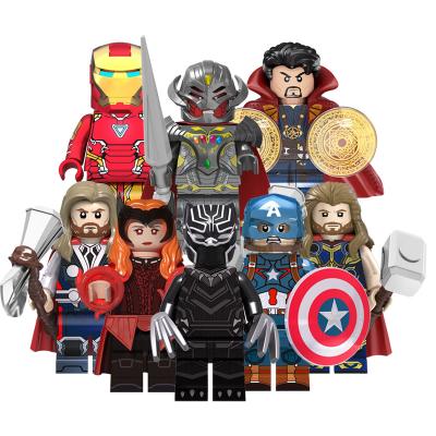 China Cartoon Toy Super Wanda Black Thor Doctor Strange Iron Panther Hero Man Mini Building Block Figure Plastic Toy for sale