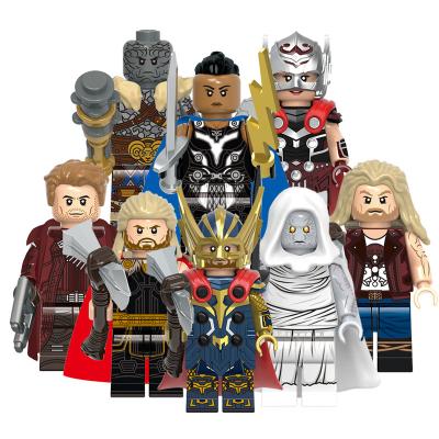 China Cartoon Toy Super Heroes Star Lord Thor Valkyrie Mighty Thor : Love and Thunder Mini Movie Figures Building Blocks Kids Toys X0339 for sale