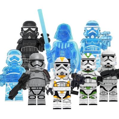 China Cartoon Toy KT1035 Darth Vader Holographic Transparent Knights Of The Ren Wheel Troopers Children Building Blocks Toys for sale