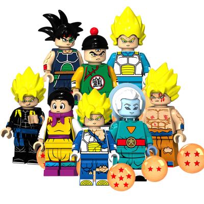 China KT1011 Mini Japanese DBZ Cartoon Toy Figure Building Block Son Chichi Goku Gogeta Vegeta Tien Shinhan Anime Toys For Children for sale