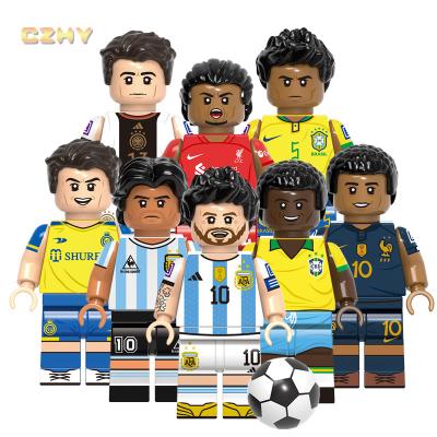 China Cartoon Toy G0112 Soccer Player 3 Stars Messi Mbappe Maradona Pele Casemiro Muller Van Dijk Ronaldo Mini Building Block Figures for sale