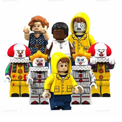 China Pennywise cartoon toy KT1012 with Balloom Beverly Horror movie Christmas gift action George Chosen Jacobs Bill Stephen building block kids toys for sale