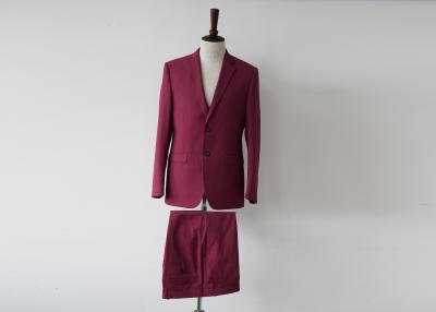 China Polyester / Rayon Red 3 Piece Suit Four Sleeve Buttons Long Sleeve Plain Fabric for sale