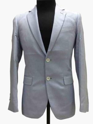 China Light Gray Tailored Mens Tight Fit Suits Serge Pattern Flaps Pockets Formal Wear for sale