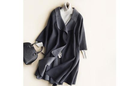 China Double Faced Handmade Wool Coat Long Style 100% Wool Gray Daily Wear For Women for sale