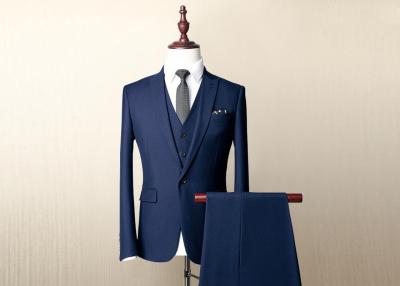 Chine Les longs hommes de douille bleus amincissent le costume convenable 3 morceaux une poche de coffre pour épouser à vendre