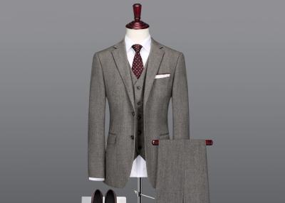 China Gray Twill Mens Wool Suits Coat Pants 3 Piece Business Formal Wear Fit Winter for sale