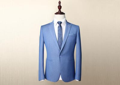 Chine La trépointe de costume adaptée par bleu brillant régulier empoche la doublure pure de Breasted de conduit simple de dos à vendre