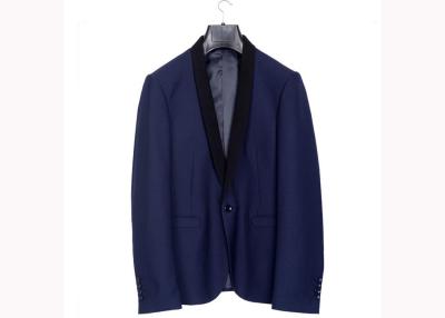 China Plain Weave Mens Dark Navy Blue Suits Blazer  Woolen Lapel Fit All Season for sale