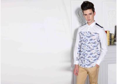 China Colorful Thick Mens Cotton Shirts Long Sleeve Printed Front / Back Pattern Fit Winner for sale