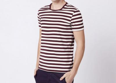 China Three Colors 100% Cotton Striped T Shirt Mens Short Sleeve Comfortable Fabric for sale