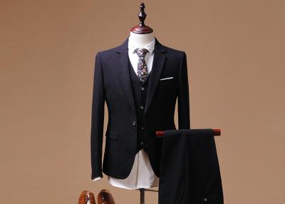 China Purple Checked Slim Fit Three Piece Suit Single Button Woven Fabric Flat Pocket for sale