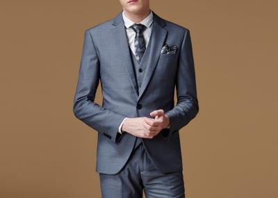 Chine Le costume de morceau de trois de serge des hommes gris de plaine pantalon de veste de 3 morceaux investissent le port formel à vendre