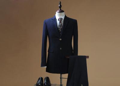 China Long Mens Blue Suit  3 Piece Coat Pant Bespoke Anti - Shrink Formal Wear for sale