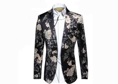 China Autumn / Winter Mens Floral Print Blazer Notch Lapel Back Vent 100% Polyester for sale