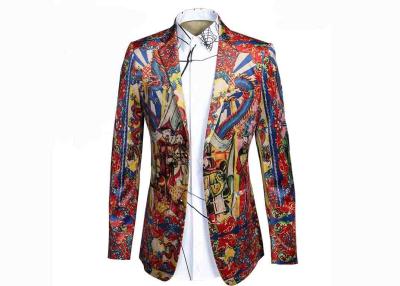 China Qing Court Type Mens Printed Suits Ancient Painting Pattern Anti - Shrink for sale