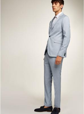 China Light Blue Mens Tuxedo Suits Textured Skinny Fit Suit With Notch Lapel for sale