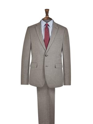 China 2 Piece Grey Mens Tuxedo Slim Fit Suit Jacket with Stretch Notch Lapel Office Apparel for sale