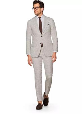 China Wide Notched Mens Tuxedo Suits Light Brown Checked / Tailored Slim Fit for sale