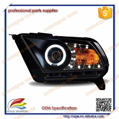 China Led Head Light For Ford Mustang 10-12 Year 2010-2012 For Ford Mustang GT500 LED Strip Projector Parts Led Light Black Housing for sale