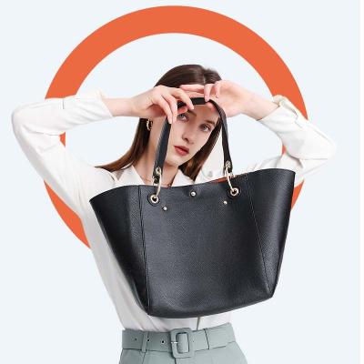 China Fashion Minimalist Personalized Popular PU Leather Handbag Tote Bag Ladies Fashion Large Women Custom Design LOGO for sale