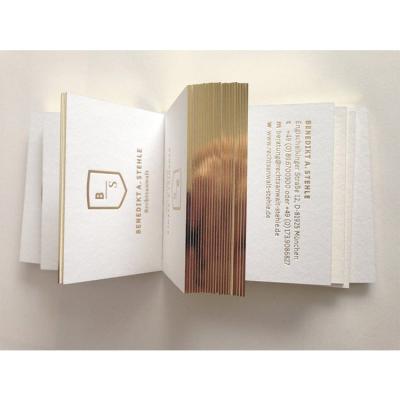 China 100% Eco-friendly Gold Foil Stamping Design And Printing White Cotton Business Cards Custom for sale