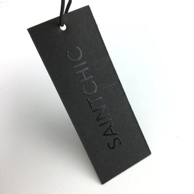 China Customizable Black Hang Tag Hanging Clothes Tag UV Recyled Clothing Tags And Labels for sale