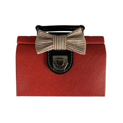 China Fashionable Red Jewelry Case Travel Jewelry Case Cute Bow Jewelry Box Bangle Suitcase for sale