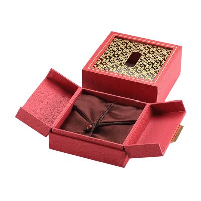 China Fashionable Red Jewelry Box Jewelry Packaging Paper Wrapping Paper Case For Necklace Ring Earrings for sale