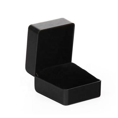 China Fashionable Black PU Leather Small Gift Jewelry Boxes Packaging Jewelry Ring Box for sale