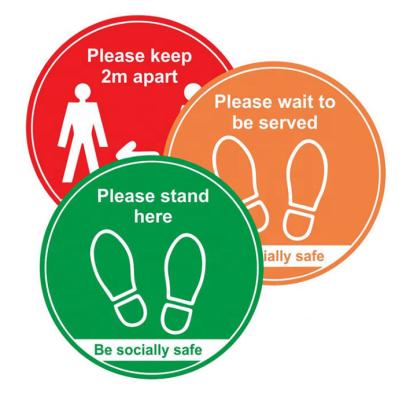 China Floor Sticker Anti-Slip R10 Rating Around Floor Social Distancing Warning Decals for sale