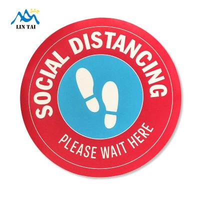 China Floor Sticker Keep Social Distance Alarm Floor Sign 12inch for sale