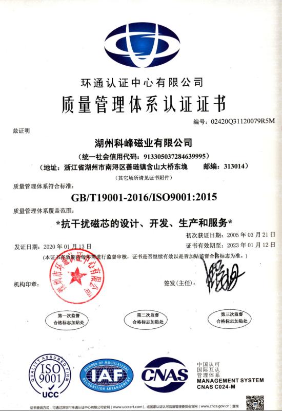 ISO9001 - Huzhou Careful Magnetism Co., Ltd.