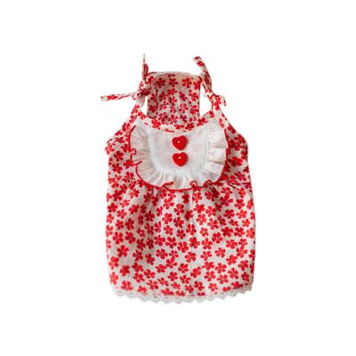 China Summer Sustainable Clothes for Pets Dog and Cat Clothing Vest A Tank Top Cotton Red Floral Pet Apparal for sale