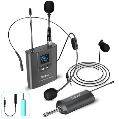 China Headset Microphone for iPhone, Android, PA Speaker, DSLR Camera, YouTube, bietrun WXM07 UHF Lavalier Wireless Lapel Microphone Recording System for sale