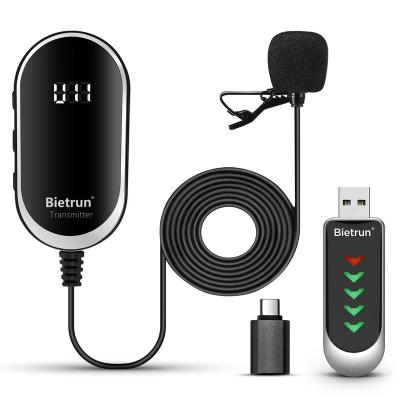 China Lavalier Microphone Bietrun USB Lavalier Wireless Microphone for Windows/Mac OS/Linux, 100Ft Range, Rechargeable Transmitter (6H Working Time) for sale