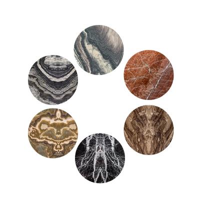 China OEM Sustainable Absorbent Round Stone FREE SAMPLE Ceramic Coaster With Cork Base Marble Coasters For Drinks for sale