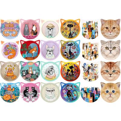 China Ceramic& Stopper Fine Quality Cat Shape Ceramic Mats Custom Print White Coaster for sale