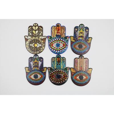 China Ceramic Hand Shape Design Religion Ceramic Coaster With Cork Back for sale