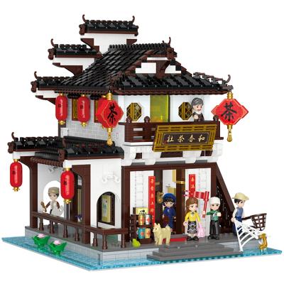 China Diy Assembly Xingbao 01034 Riverside Town Teahouse Building Toys Street View Architecture for sale