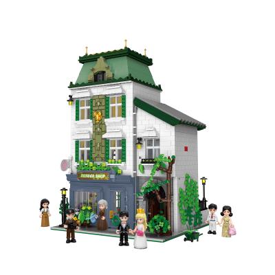 China Xingbao 01008 Eco-friendly Material Scene Of Corner Europa Flower Housing Building Blocks Toys Street View Building Toys for sale