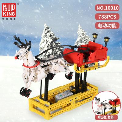 China Simulation Mold King 10010 Christmas Gift Reindeer Carriage Building Blocks Model Santa Bricks Building Toys for sale