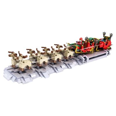 China Model Gift Santa Claus Sleigh Building Blocks Christmas Santa Bricks Building Toys Simulation Mold King 10015 for sale