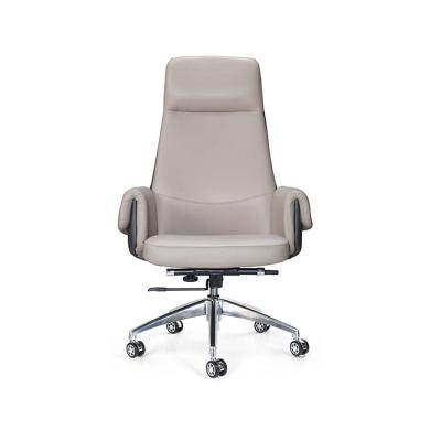 China High quality luxury ergonomic gray leather office chair PU computer rotation back executive chair with factory price for sale